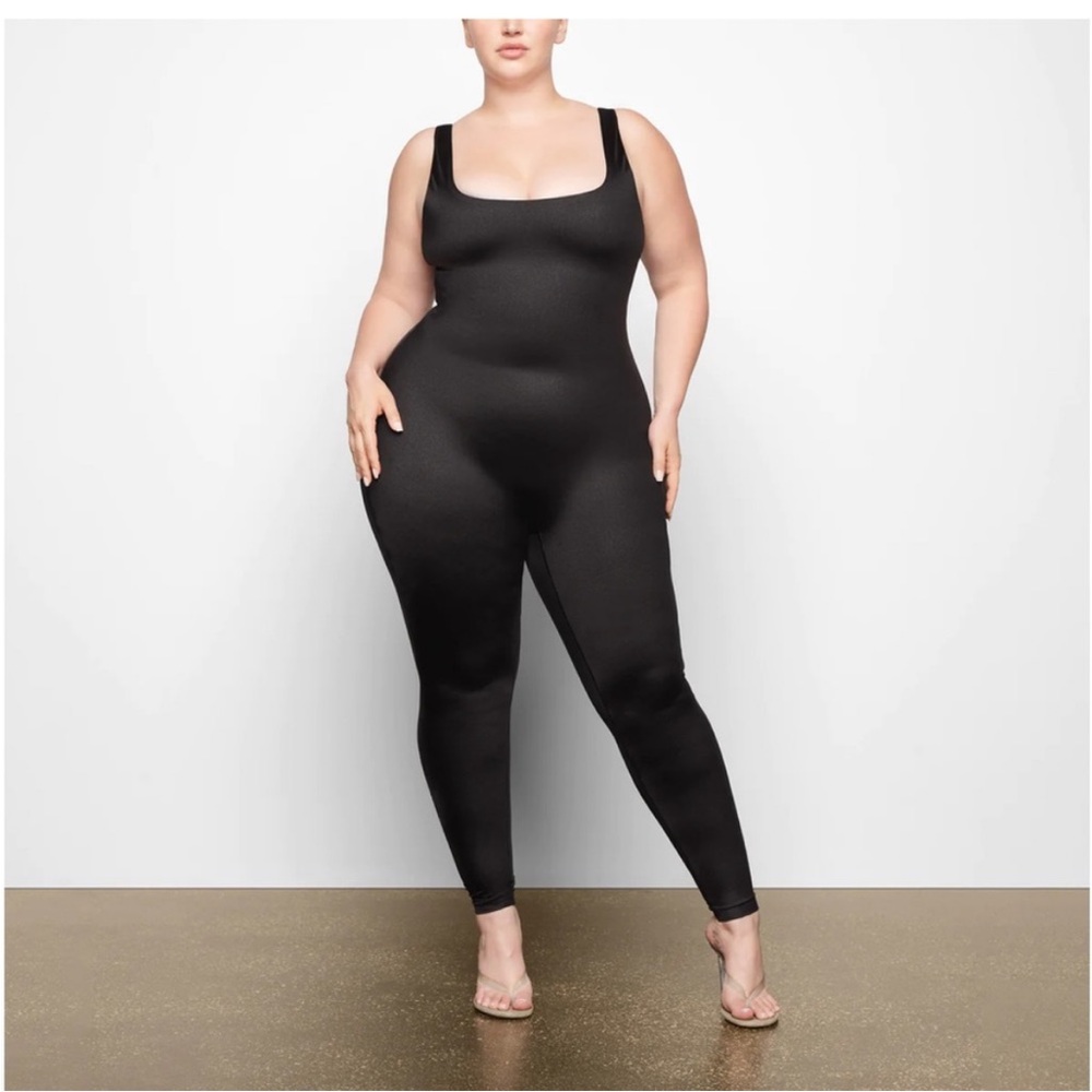 🖤SKIMS ALL IN ONE SQUARE NECK SHINE TANK JUMPSUIT ONESIE ONYX S - Picture 2 of 8